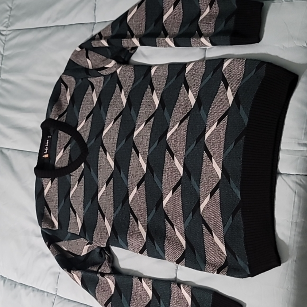 Vintage Info Line V-Neck Geometric Sweater Rare Men's 40 (M). Great Condition